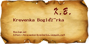 Krevenka Boglárka névjegykártya